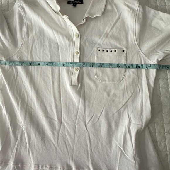 Polo T-Shirt Dress With Rhinestone Detail White M - Picture 11 of 11